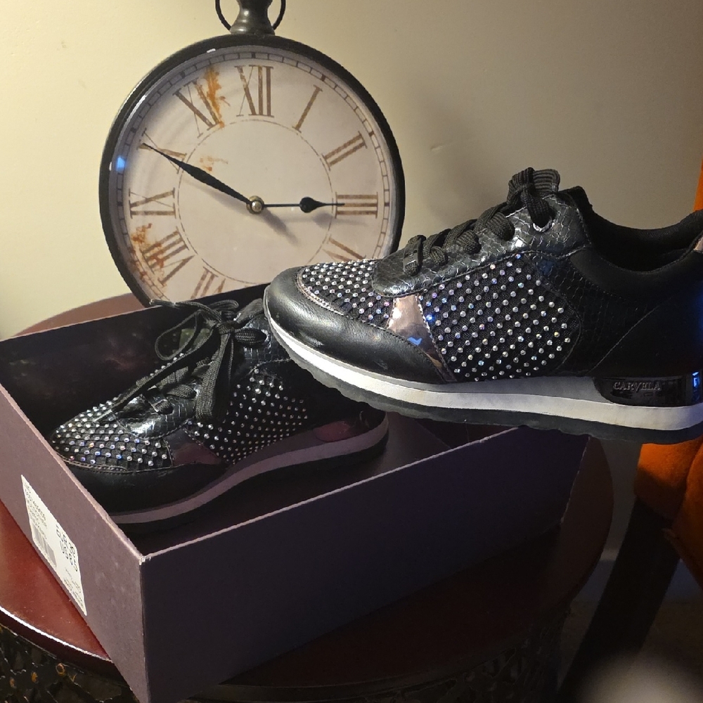 Chic Black and Silver Women's Sneakers